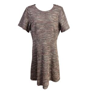 LOFT Dress Womens 10 Multicolor Tweed Short Sleeve A-Line Dress Academia Chic